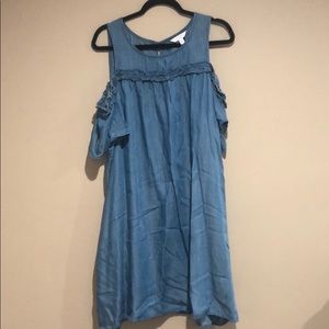 LC Lauren Conrad Denim Mini Open Shoulder Sundress
